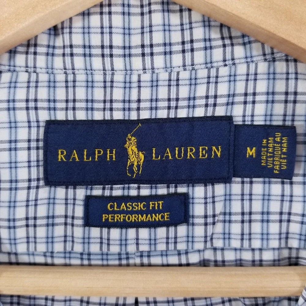 Ralph Lauren Shirt Mens Medium Blue Classic Fit Performance Sport Tech Check